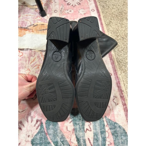 Y2K VTG Clarks Black Leather Moto Boots Ruffle Button Mid Calf Coquette 9.5 - Picture 5 of 9